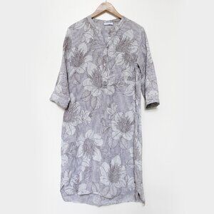 Ross035 Floral Linen-Blend Tunic Dress – Size IT 46 (US 10)